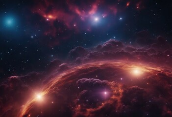 Illustration of a space cosmic background of supernova nebula and stars glowing mysterious universe