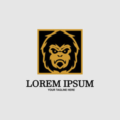 Vector gorilla face logo. Vector monkey face logo.