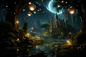 Cercles muraux Forêt des fées Magical fairy tale forest generated AI