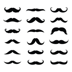 Set of mustache silhouette vector