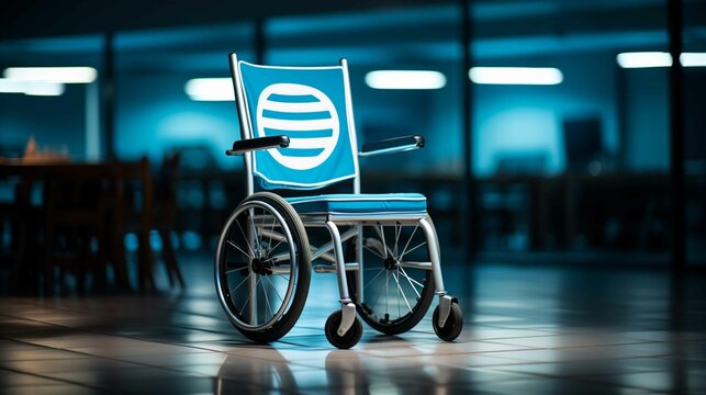Wheelchair in hospital, reduced mobility concept