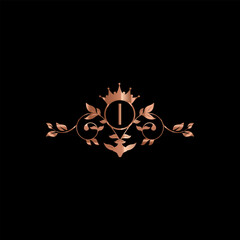 creative letter logo design with golden color