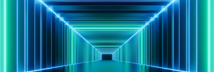 Abstract neon Tunnel rectangle background.