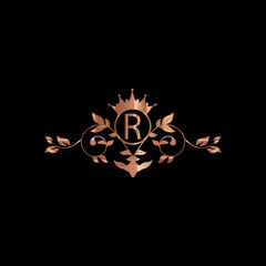 creative letter logo design with golden color