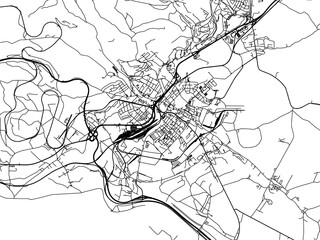 Vector road map of the city of Chomutov in the Czech Republic with black roads on a white background.