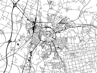 Vector road map of the city of Hradec Kralove in the Czech Republic with black roads on a white background.