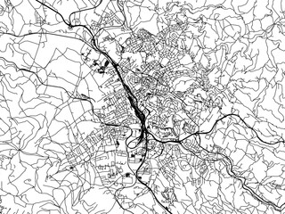 Vector road map of the city of Liberec in the Czech Republic with black roads on a white background.