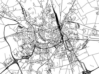 Vector road map of the city of Olomouc in the Czech Republic with black roads on a white background.