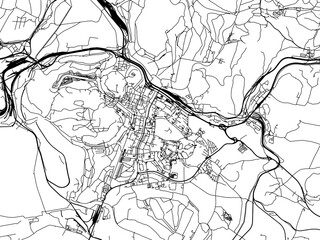 Obraz premium Vector road map of the city of Most in the Czech Republic with black roads on a white background.