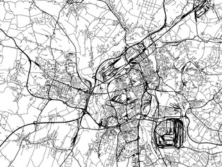 Obraz premium Vector road map of the city of Ostrava in the Czech Republic with black roads on a white background.