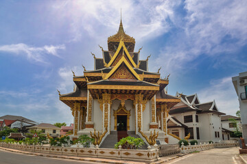Vientiane Laos, city skyline at Vientiane City Pillar Shrine (Hor Luk Mueang)