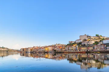 Poster de jardin Skyline Porto Portugal, city skyline at Porto Ribeira and Douro River