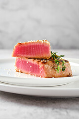Closeup view of ahi tuna steak