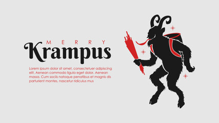 merry krampus banner template on white background vector
