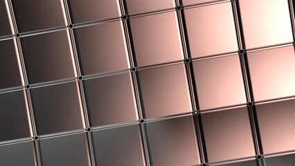 Elegant Modern 3D Rendering Abstract Background of Steel of a collection of neatly arranged metal cubes