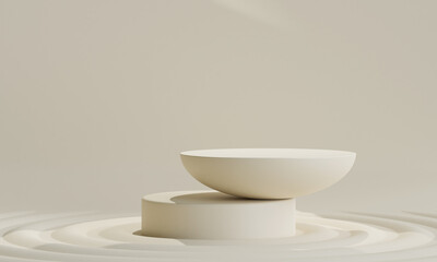 Podium on earth tone colour background for product presentation. Natural beauty pedestal, relaxation and health, 3d illustration..