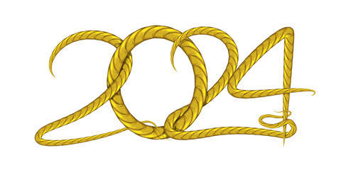 2024  year numbers in form of golden chain
