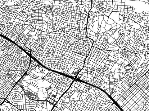 Vector road map of the city of Marousi in Greece with black roads on a white background.