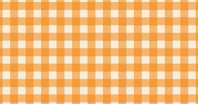 Seamless looped animated orange color check Gingham pattern moving left to right. Abstract flat motion graphics background.