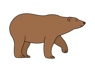 Brown bear on a white background. Forest predator. Symbol and sign. Animals in the wild. Vector isolated illustration