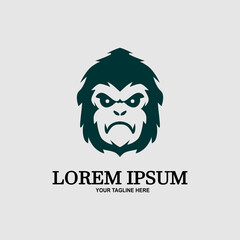 Vector gorilla face logo. Vector monkey face logo.