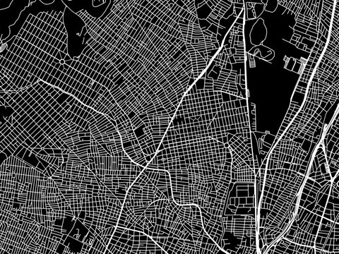 Vector road map of the city of Ilion in Greece with white roads on a black background.