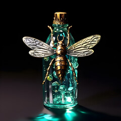 Ancient insect staff in a glass bottle show off their beauty Generative AI