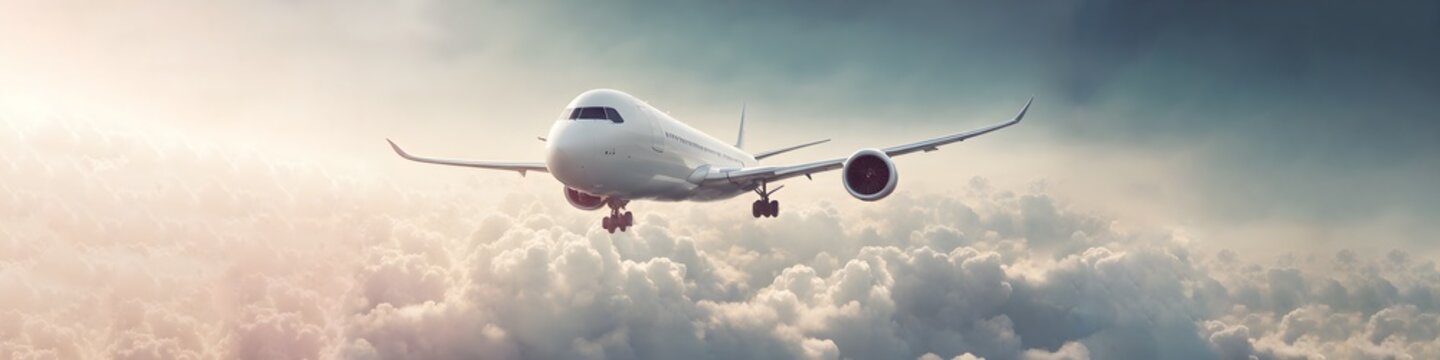 Airplane in the sky and empty space for design