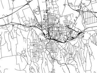 Fototapeta na wymiar Vector road map of the city of Kaposvar in Hungary with black roads on a white background.