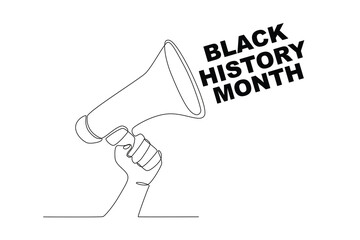 A megaphone voicing the achievements of African Americans. Black history month one-line drawing