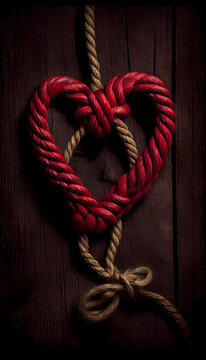 heart shaped rope on wood