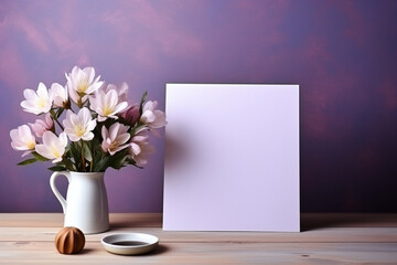 blanck notebook and flowers