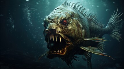 Piranha monster fish underwater killer zombie fish
