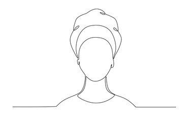 An African woman's front view. Black history month one-line drawing