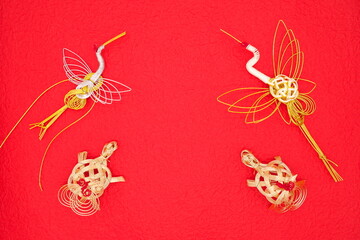 Japanese paper background material (New Year/Tsuru-turtle)