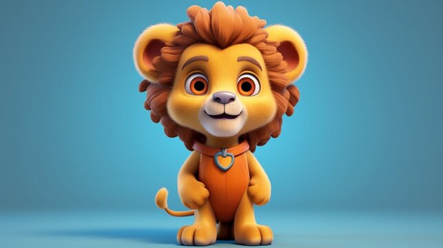 Cute cartoon lion character.Generative AI