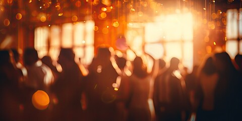 Obraz premium blurred shining background people at party by Generative AI.