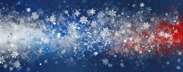 Fotobehang Red, White, and Blue Bliss: Celebrating Winter with a Patriotic Snowy Wonderland © Marius
