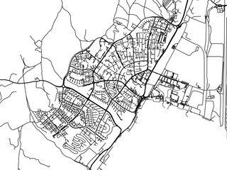 Vector road map of the city of Eilat in Israel with black roads on a white background.
