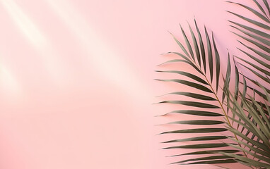 Fondo rosa con sombras de palmeras para presentación de producto. 