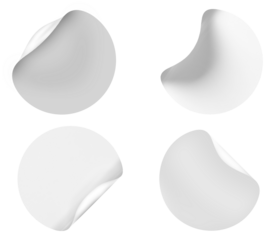 Blank Round Sticker Design with Peeling edge PNG template isolated on Transparent background
