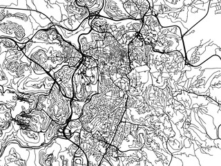 Vector road map of the city of Jerusalem in Israel with black roads on a white background.
