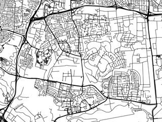Vector road map of the city of Kiryat Ono in Israel with black roads on a white background.