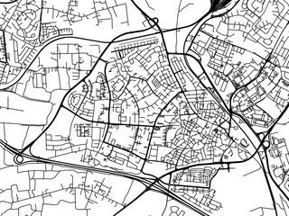 Fototapeta na wymiar Vector road map of the city of Ramla in Israel with black roads on a white background.