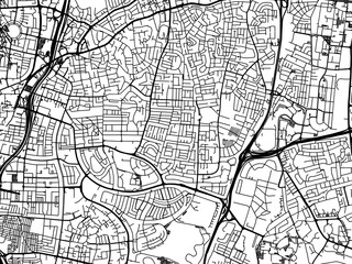 Fototapeta na wymiar Vector road map of the city of Ramat Gan in Israel with black roads on a white background.