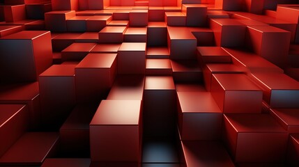 Fototapeta premium 3d abstract red cube geometric design.