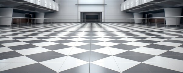 An image featuring a tiled floor in a perspective view, highlighting the cleanliness and symmetry of the grid lines, ideal for demonstrating the visual appeal of tile products.