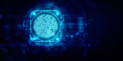 2d Illustration Fingerprint Scanning Technology Concept 