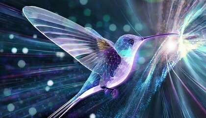 a small digital generated colibri representing ai 