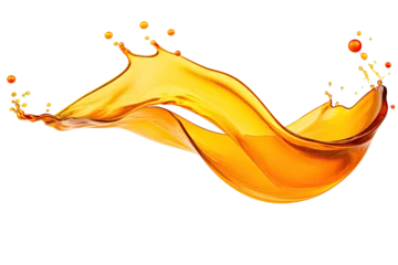 Fotobehang Cooking Olive pale yellow oil swirl splash isolated on clean png background, engine motor fuel oil for vehicles, liquid flowing in form of wave. © TANATPON